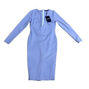 MISSGUIDED Bodycon V Neck Dress Women's US 8 Purple Long Sleeve Knee Length​